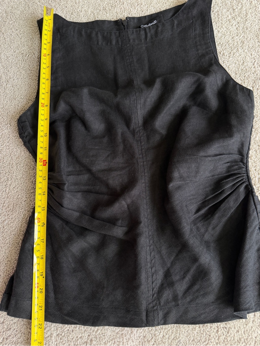 Madewell Cinched Boatneck Sleeveless Linen Top Jet Black Size 2 NWT $98 - Picture 13 of 13